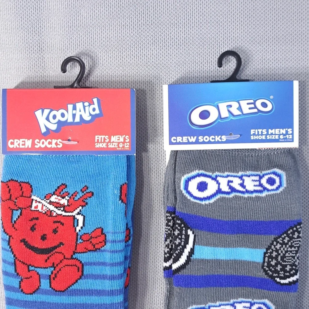 Lot of 2 Kool-Aid/Oreo Men's Shoe Size 6-12 Crew Socks Fun Snack/Beverage‎